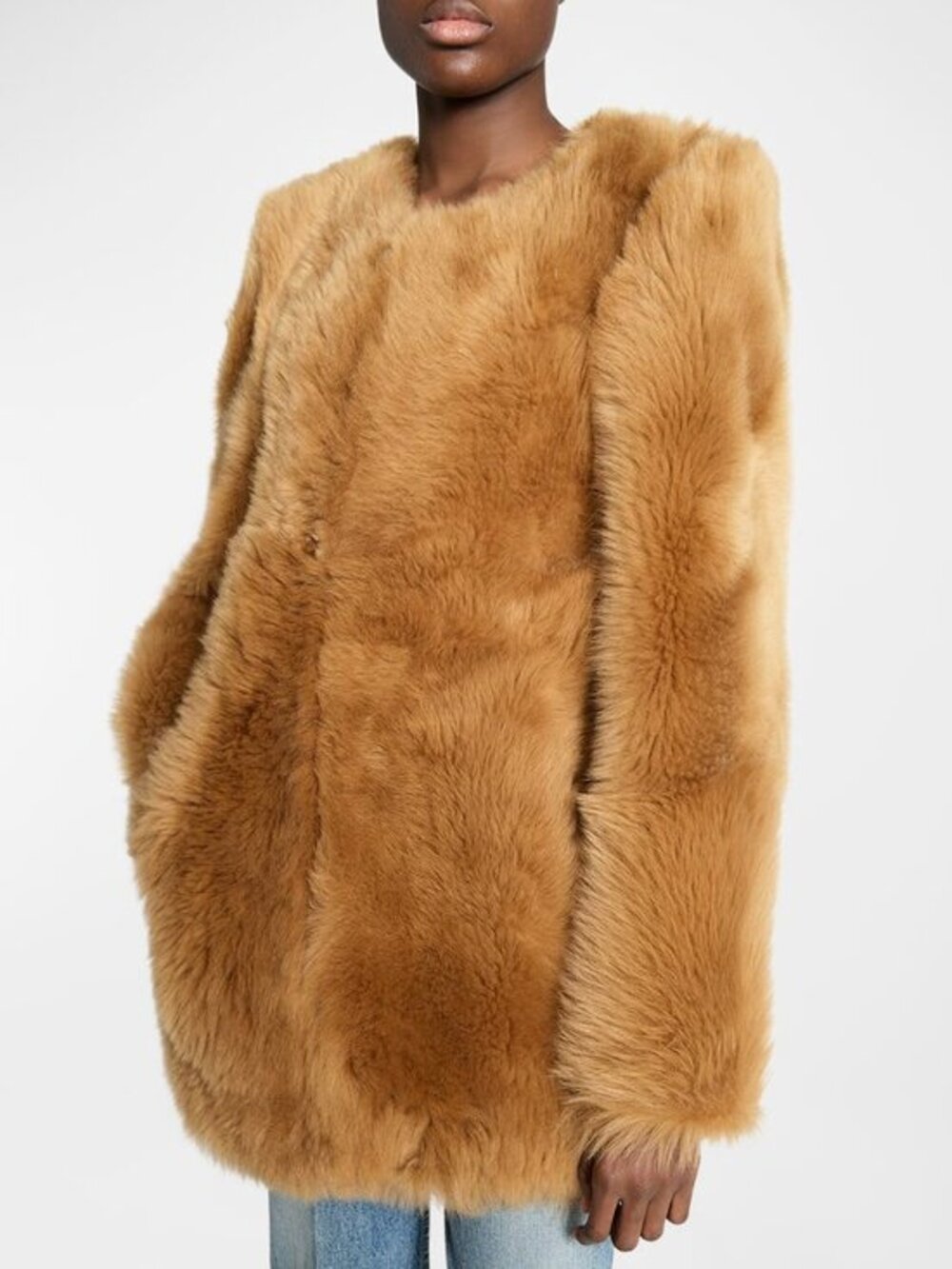 New Ann Taylor Faux Fur Coat Caramel Large $258